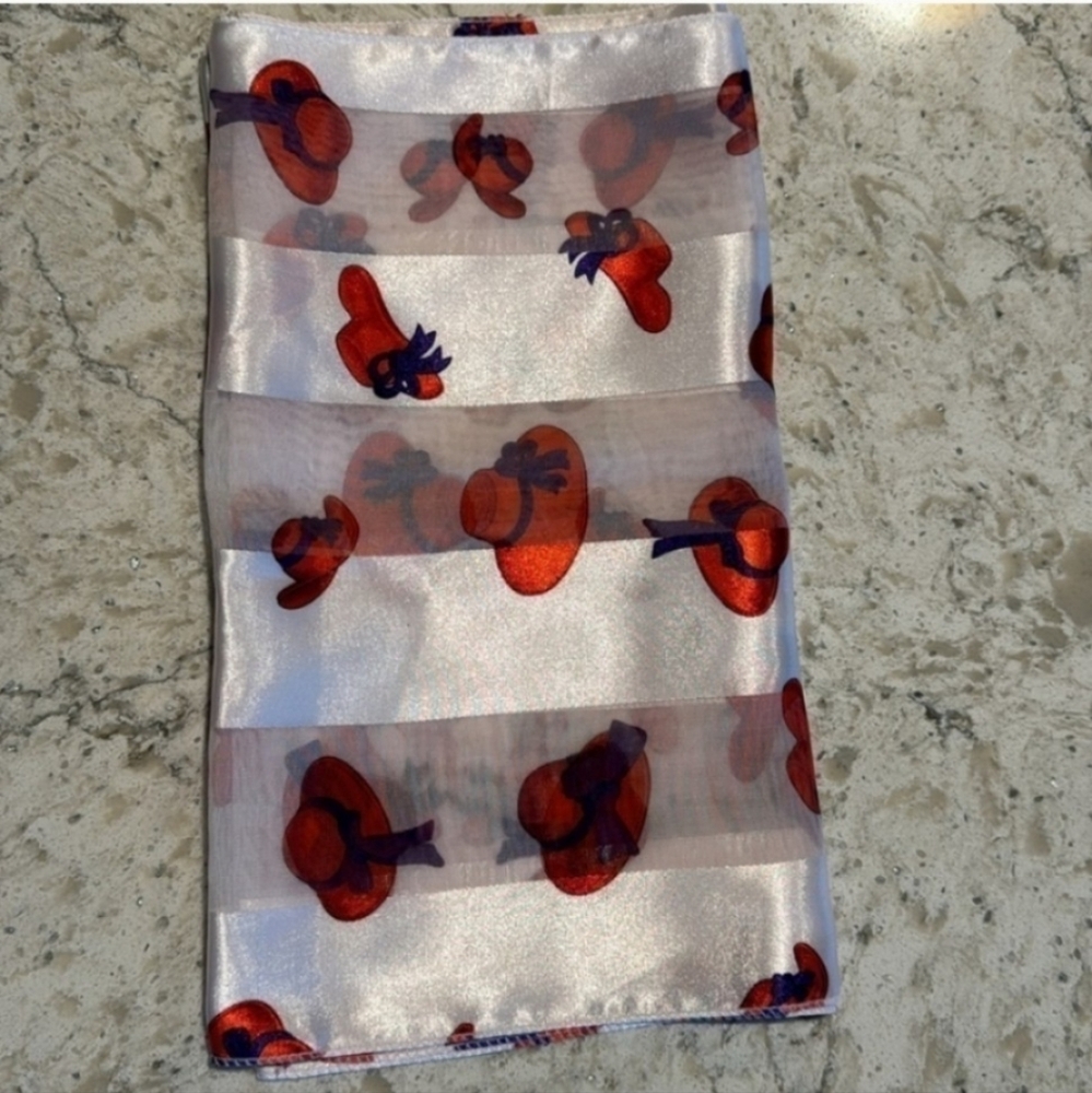 Red and Purple Hat Print Scarf - Picture 2 of 3